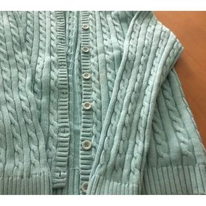 lLBean turquoise cotton sweater